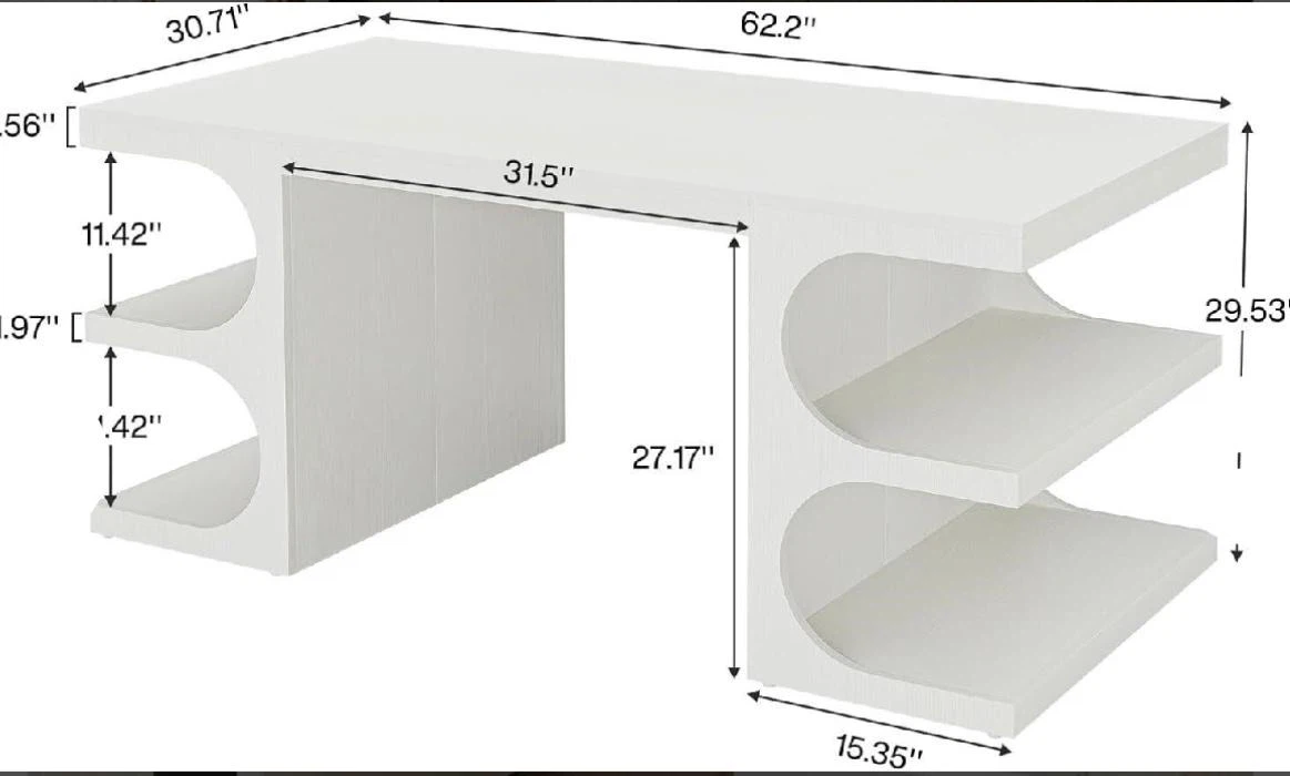 White Modern Desk with Shelving - photo 2