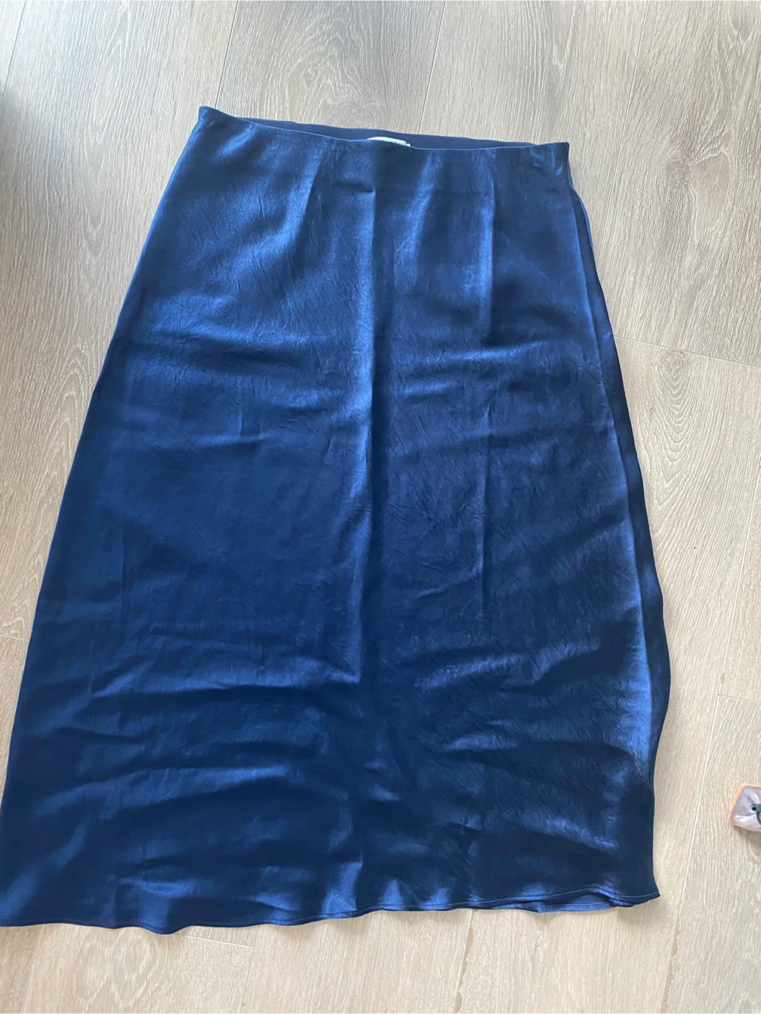 BABATON Navy Blue Satin Midi Skirt Size 0
