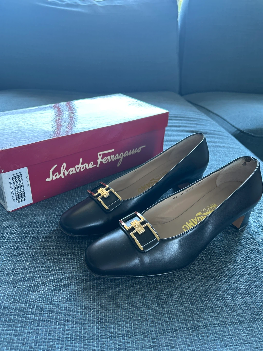 Salvatore Ferragamo Cassia Black Leather Heels Size 6 - photo 5