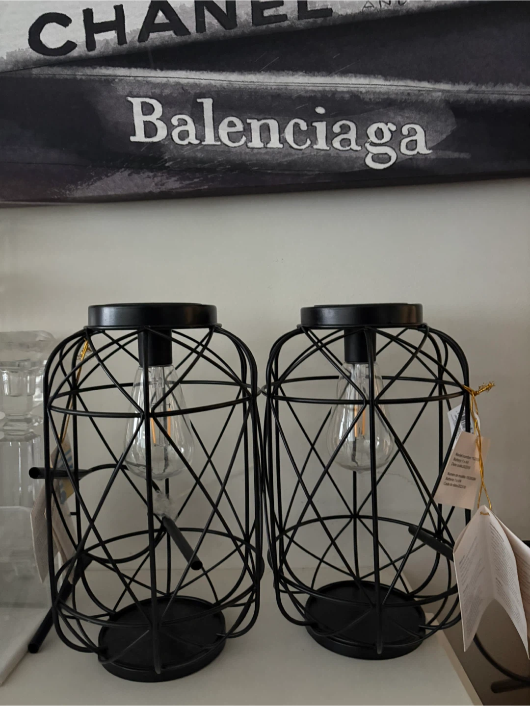 New Black Metal Cage Solar Lantern Lamps - photo 2