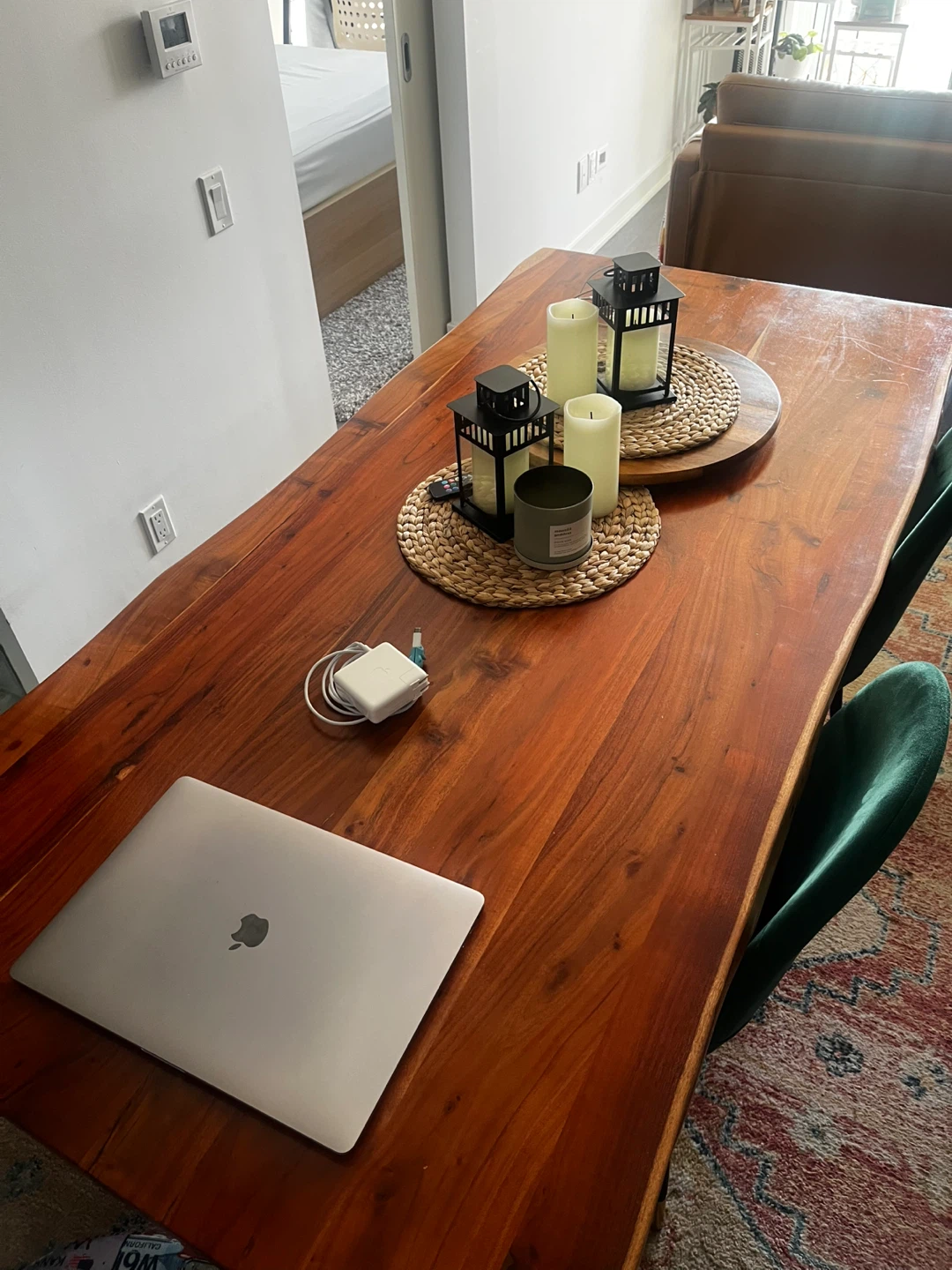 Solid Wood Dining Table with Metal Legs, 2 chairs, and bench - photo 5