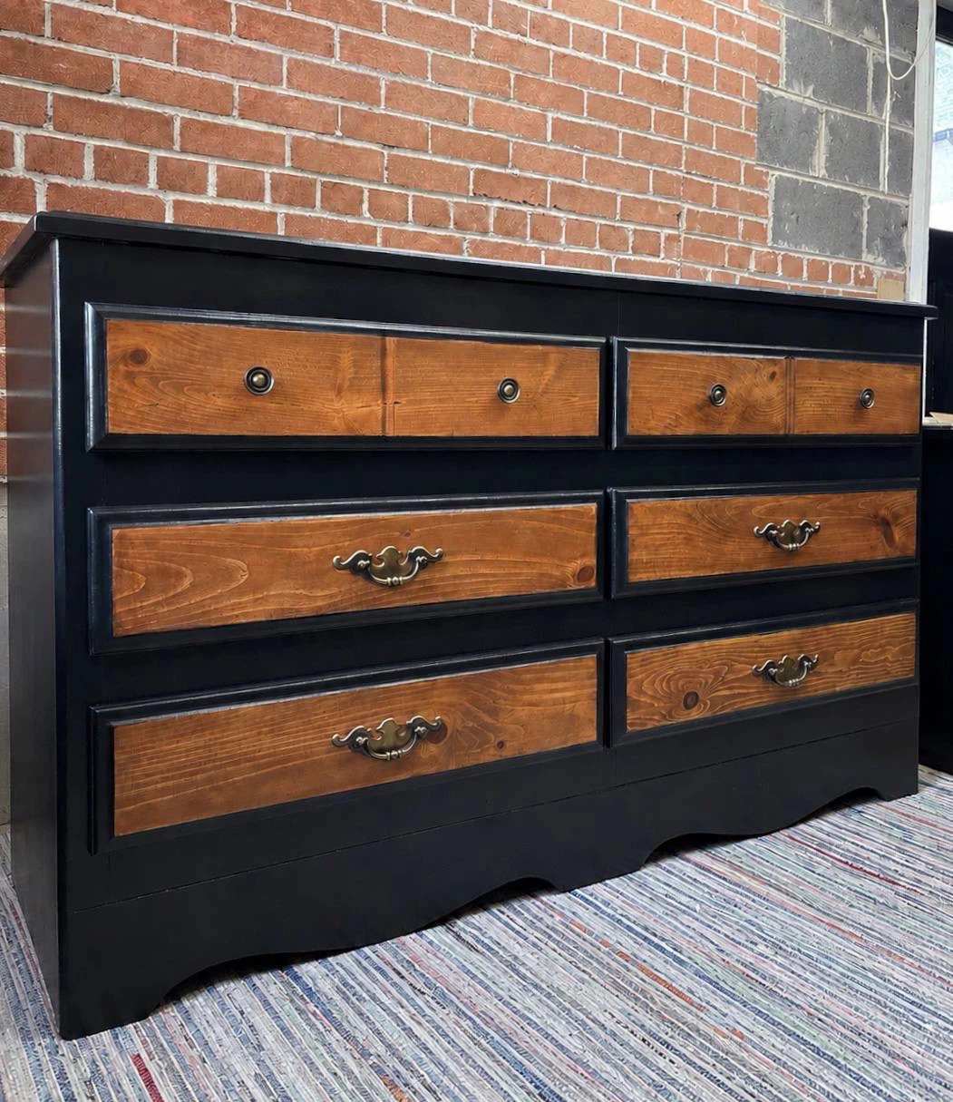 Black Dresser with Wood Drawer Fronts - photo 2