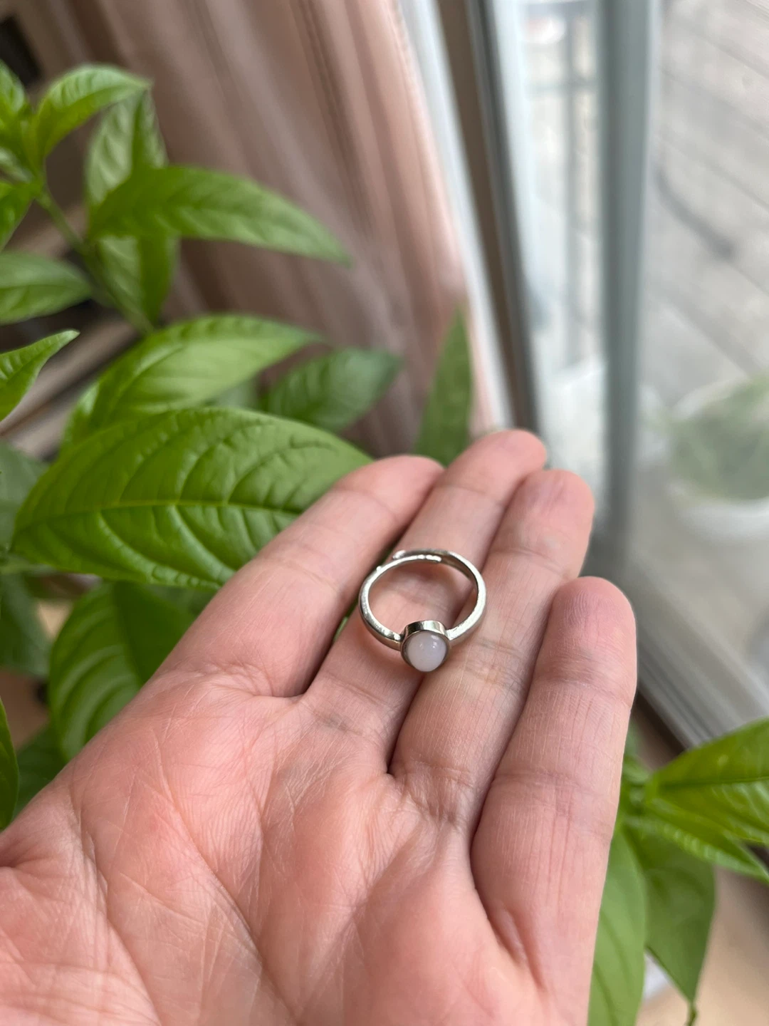 Ring with milky White Stones . Size 6 and 7 with some adjustable - photo 2