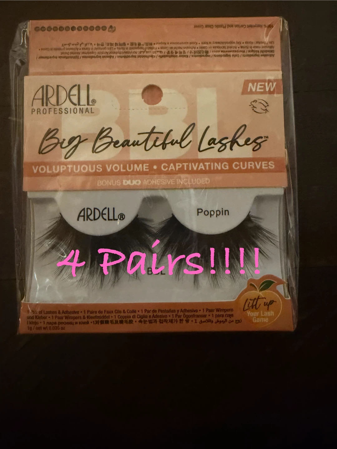 4 pairs and DUO adhesive Ardell Big Beautiful Lashes Poppin BBL