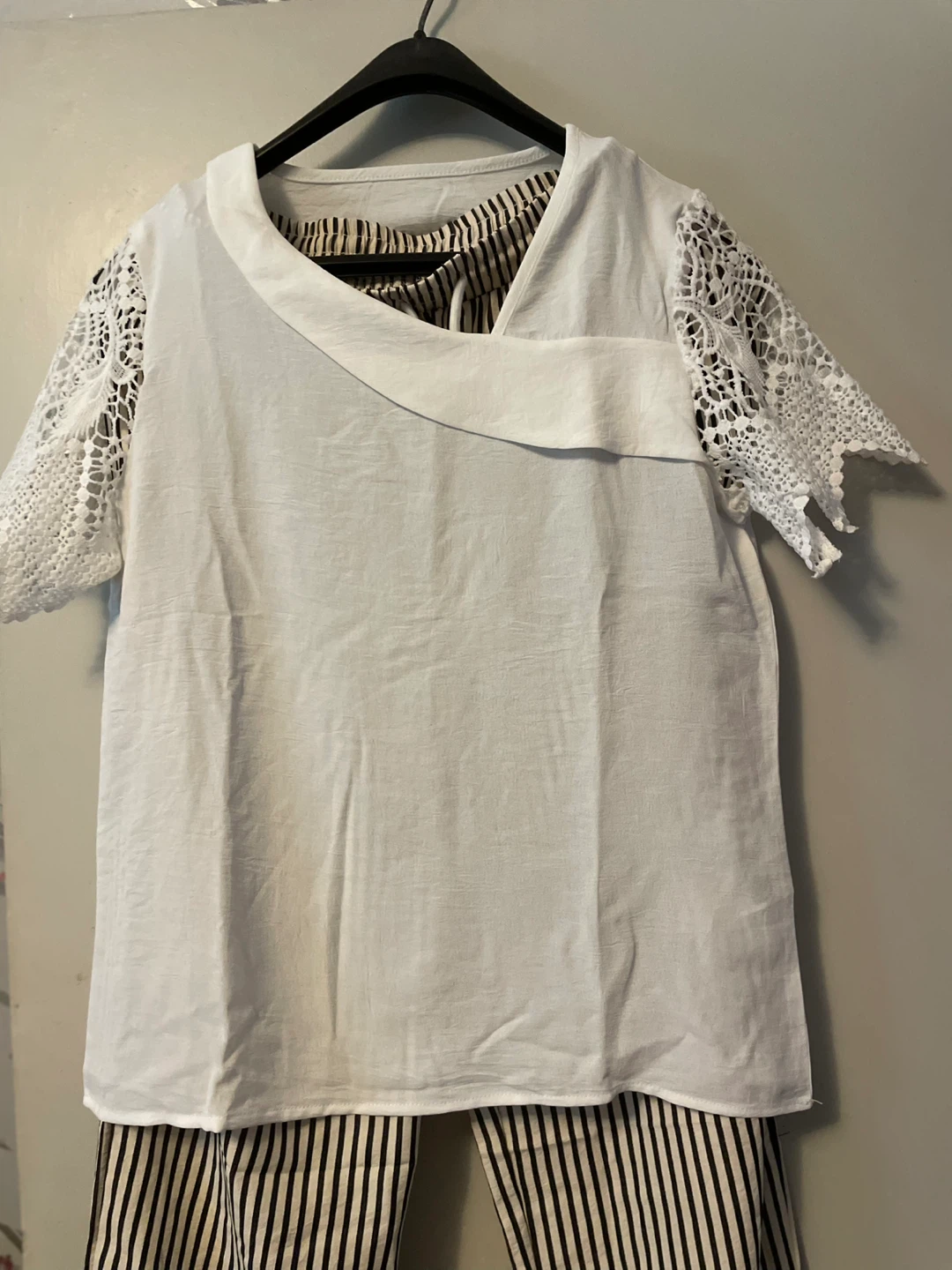 Striped Pants with 2 White & Black Top Set - photo 4
