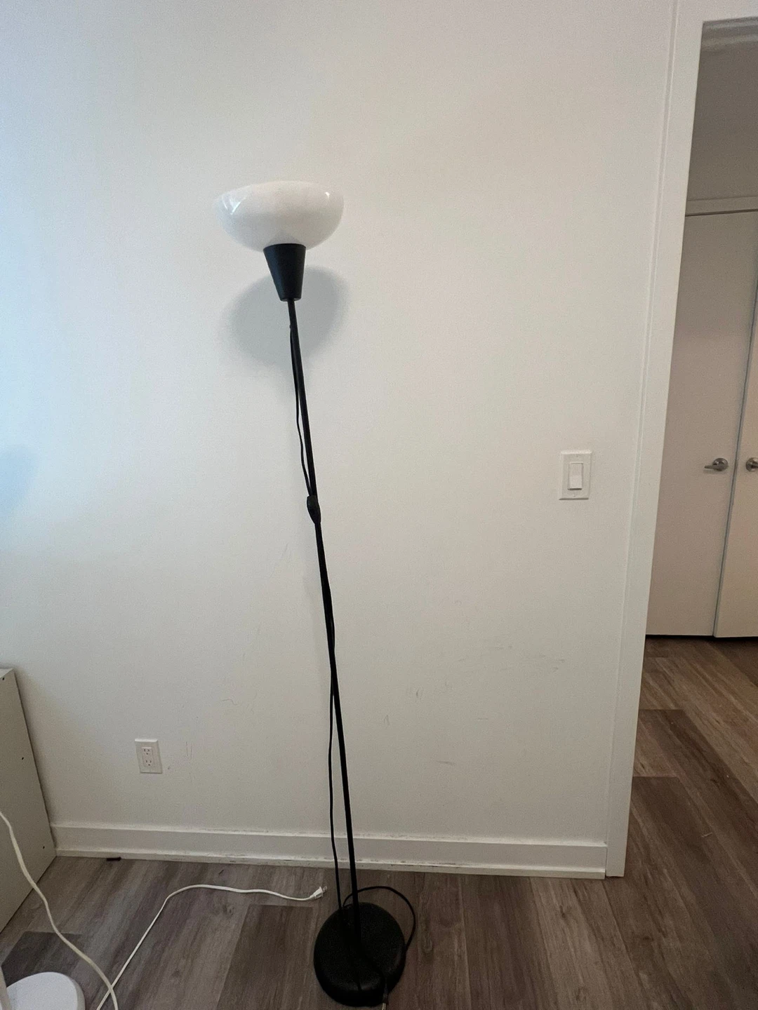Black Floor Lamp with White Dome Shade