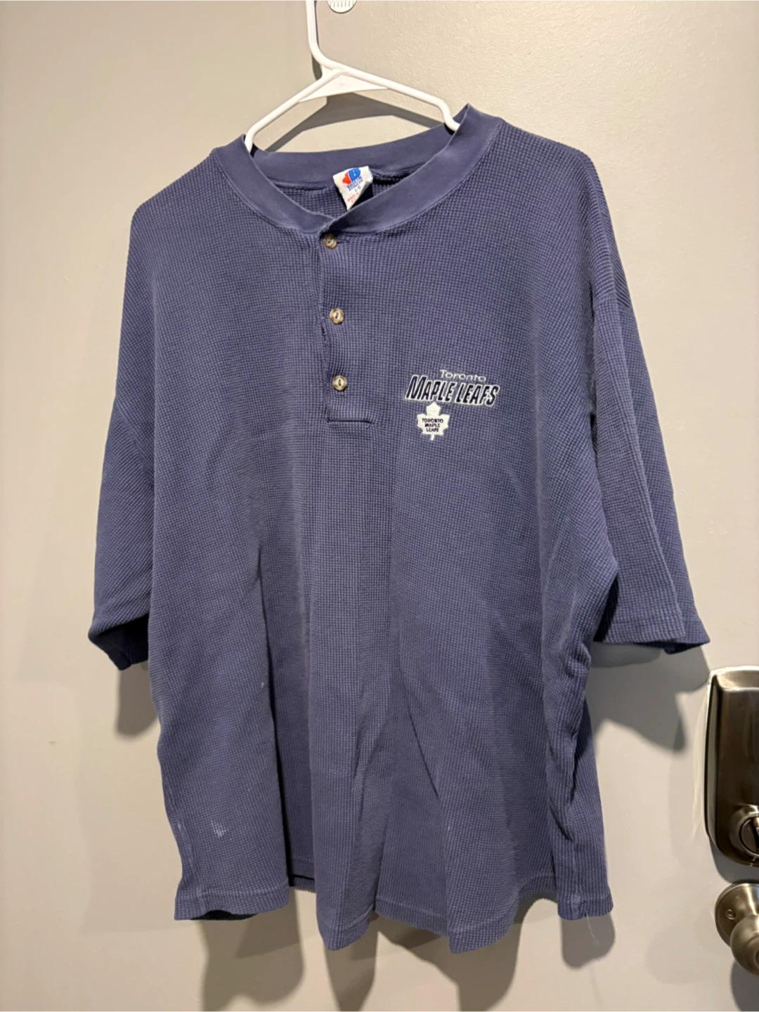 Toronto Maple Leafs Blue Waffle Knit Henley Shirt