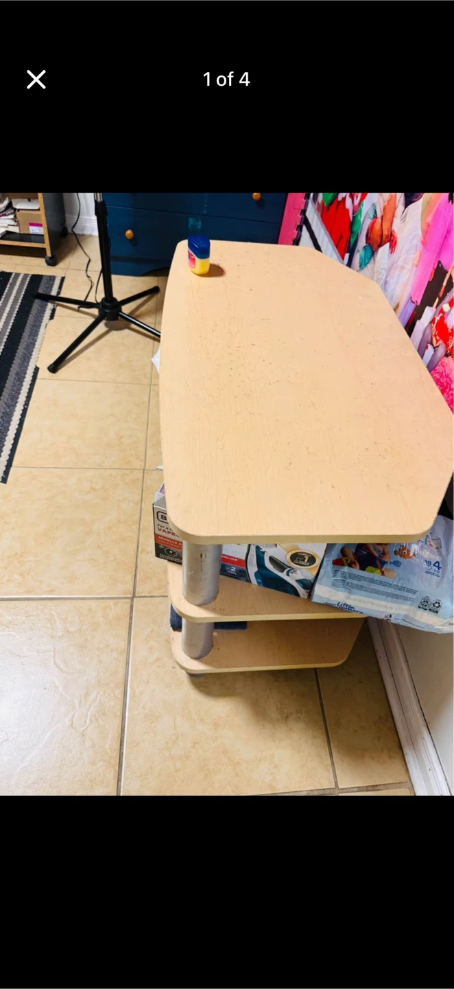 Light Wood TV Stand with Shelves