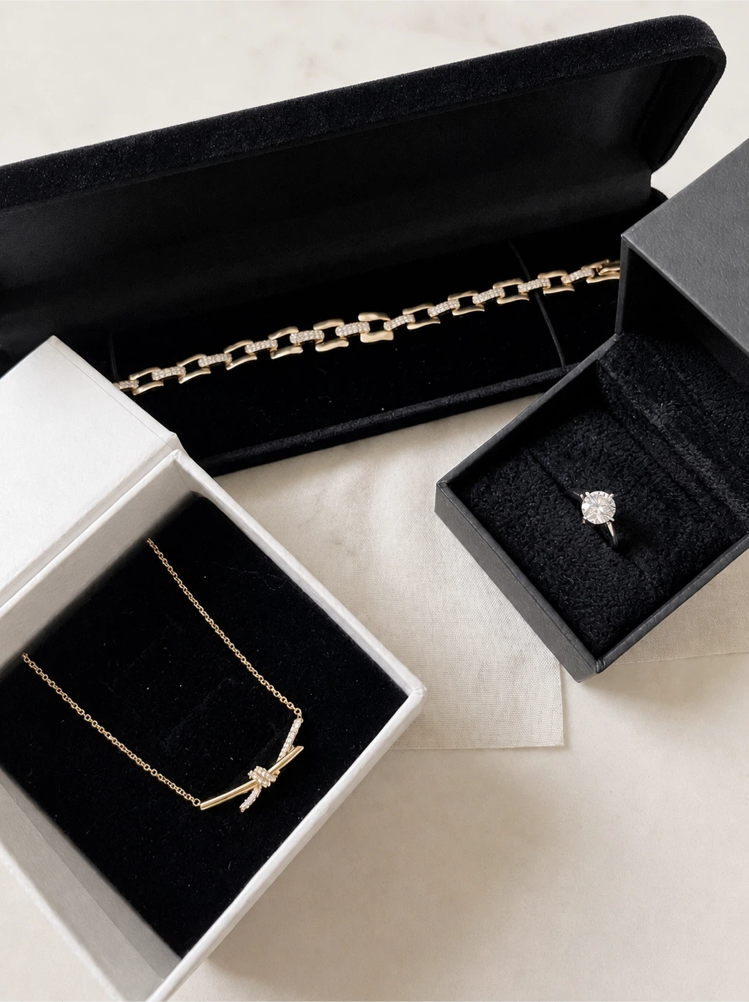 Women’s 14K Gold Jewelry Set - Necklace, Bracelet, Ring