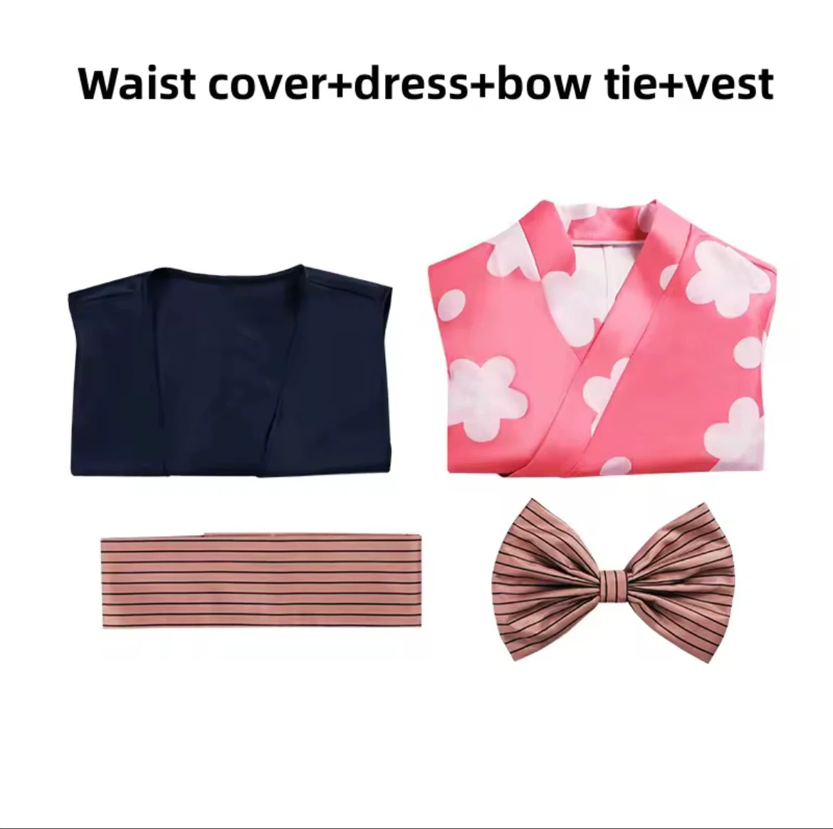 Makomo Demon Slayer Pink Floral Kimono Cosplay Outfit