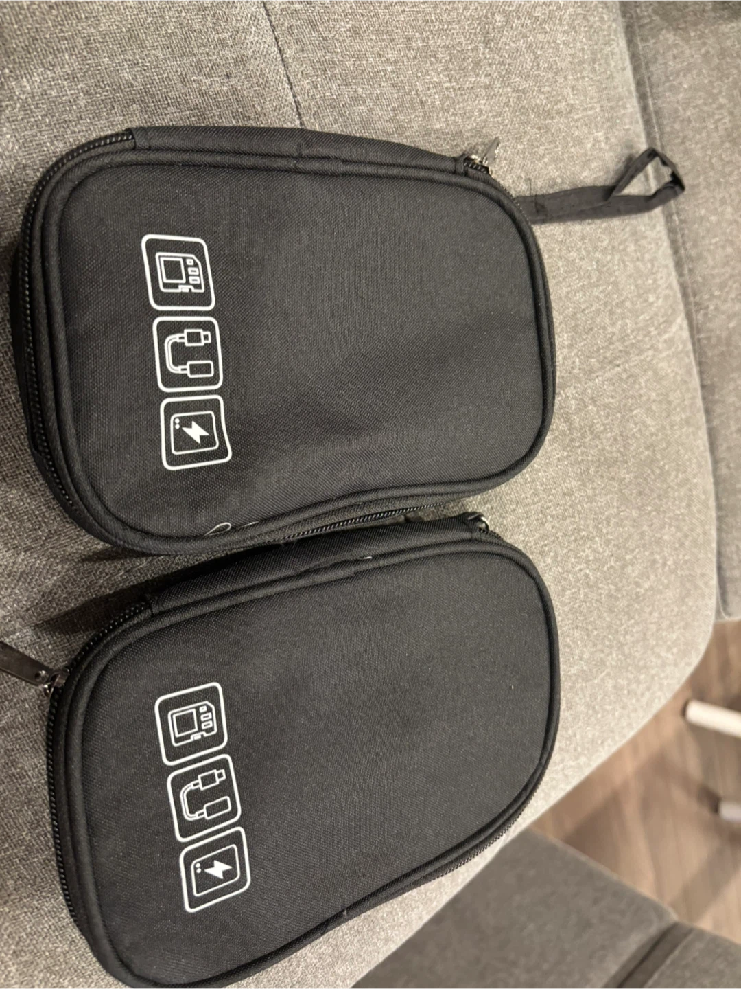 Black Travel Organizer Pouches (Set of 2)