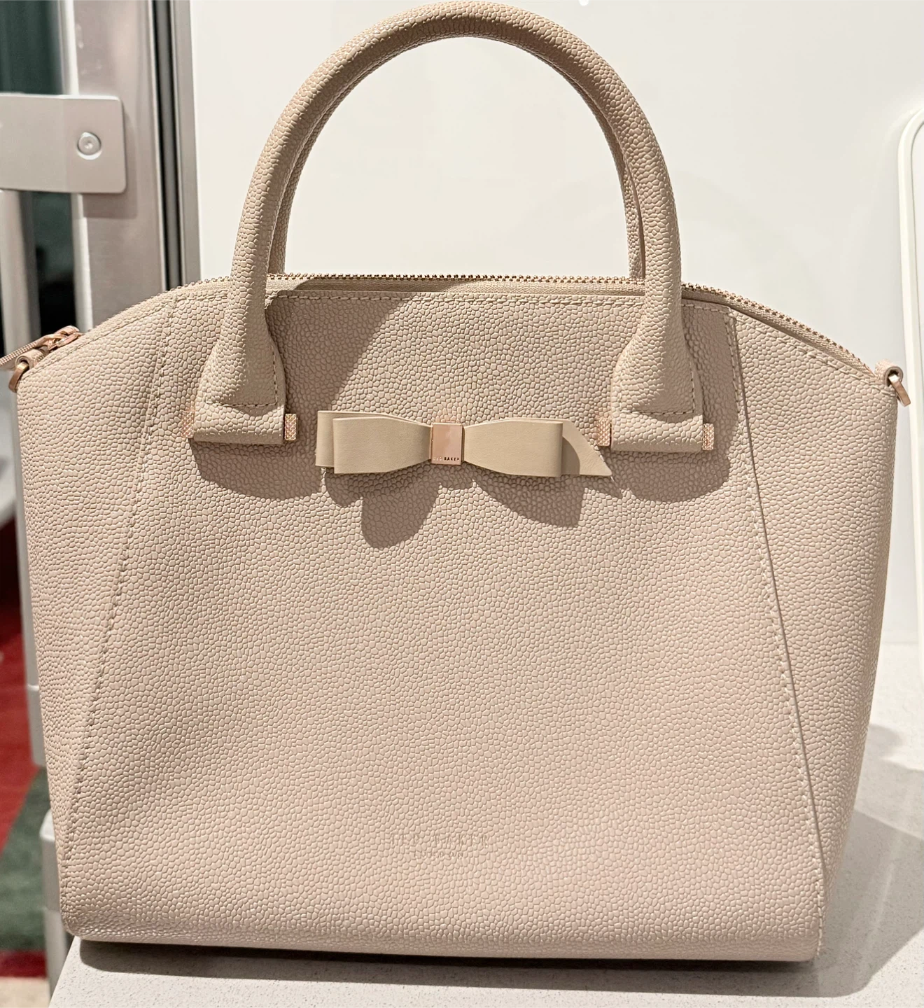 Pink Ted Baker Janne Bow Learher Tote