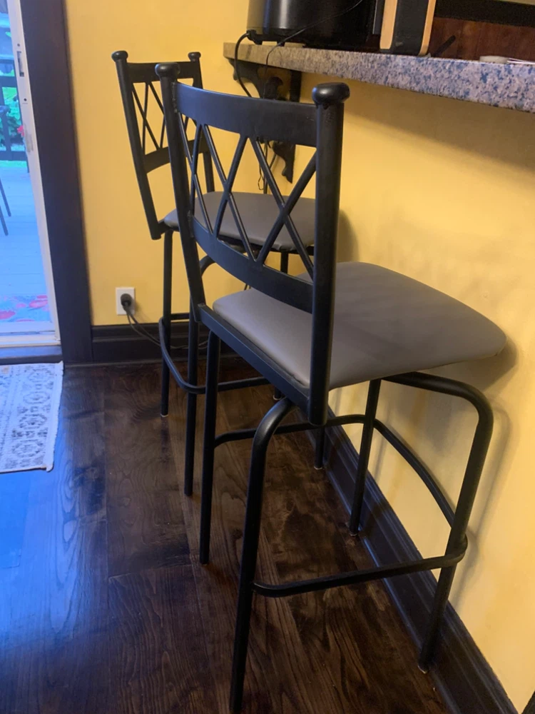 Black Swivel Bar Stools with Grey Seats (Set of 2)