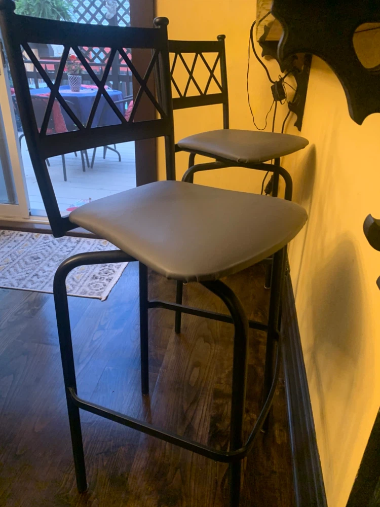 Black Swivel Bar Stools with Grey Seats (Set of 2) - photo 2