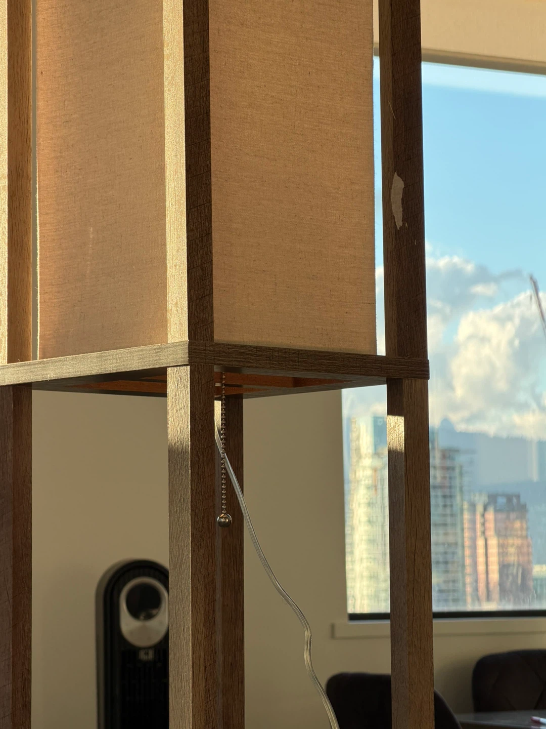 Wooden Shelf Floor Lamp with Linen Shade - photo 3