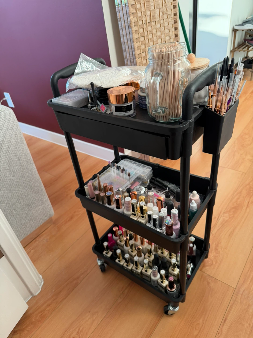 Black 3-Tier Rolling Cart - photo 2
