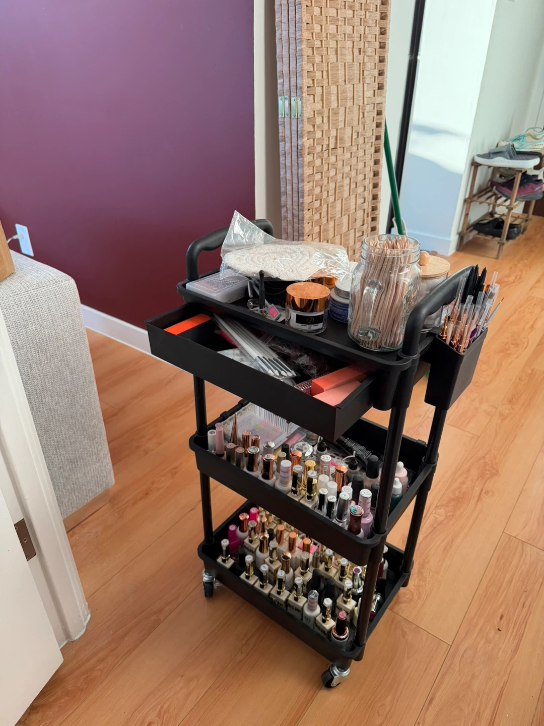 Black 3-Tier Rolling Cart - photo 3