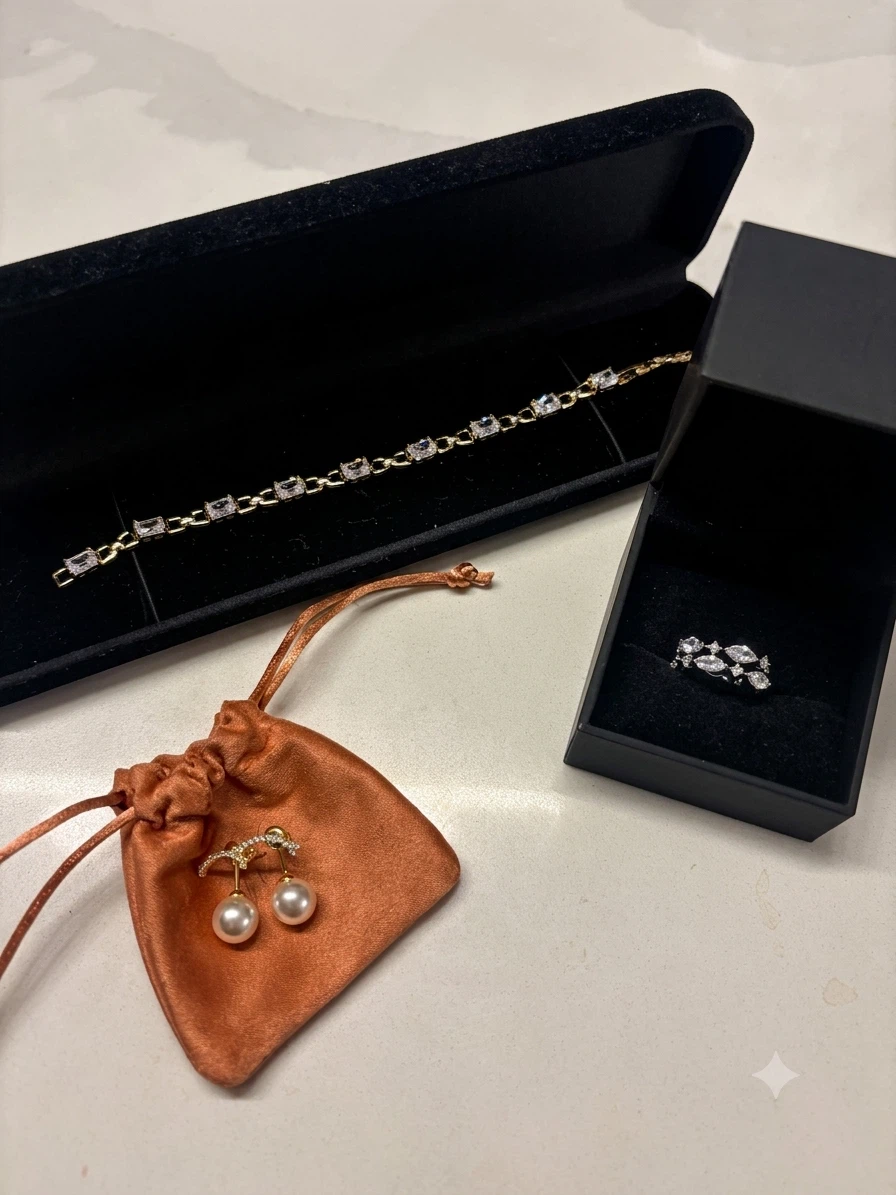Women's Jewellery Set - Bracelet, Earrings, Ring