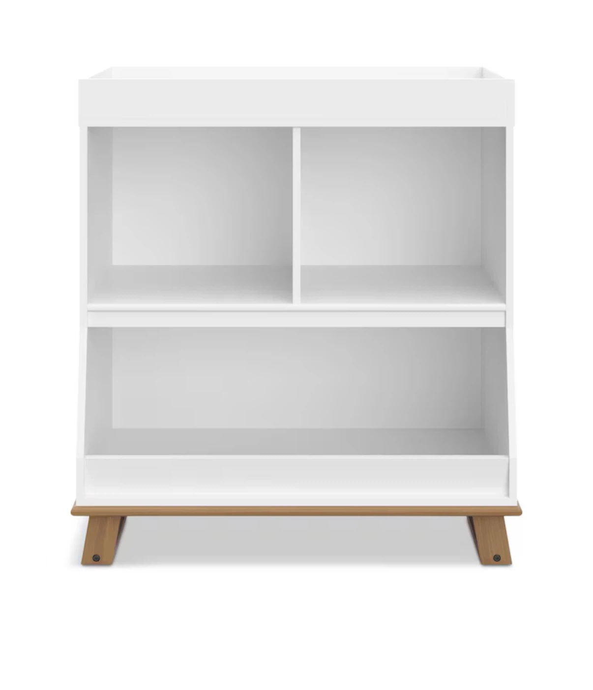 White Change Table Storage Shelf with Wood Accents - photo 2