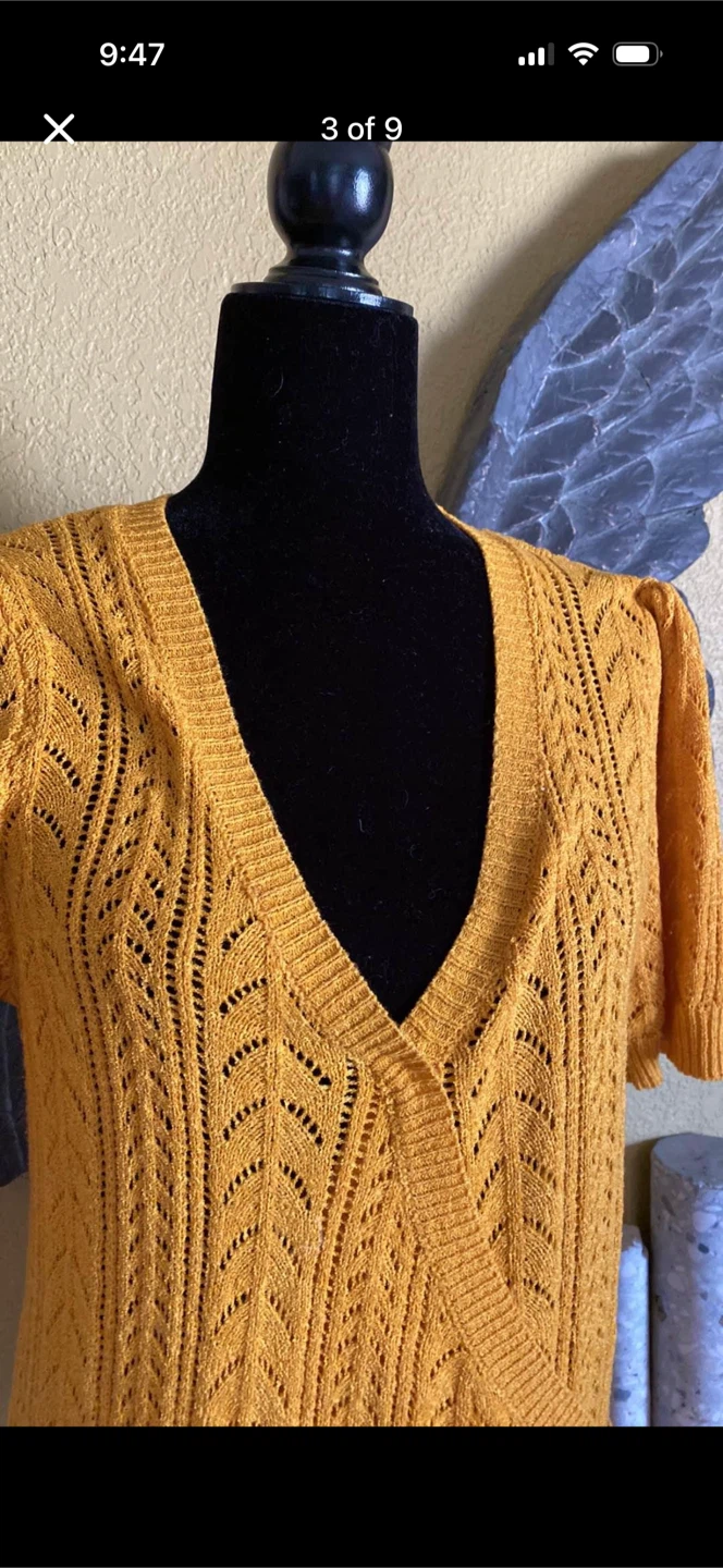 Cleo Mustard Knit Shirt Top - photo 3