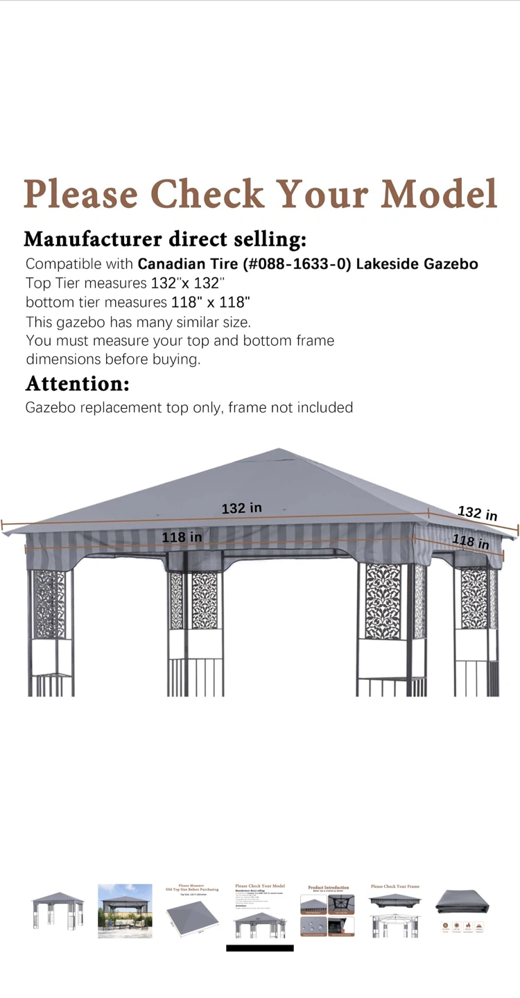 SCOCANOPY Gazebo Replacement Canopy Brown 132x132x28-in - photo 2