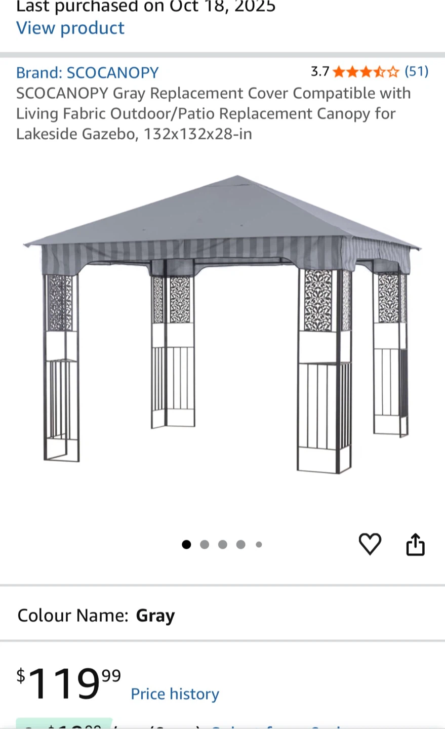 SCOCANOPY Gazebo Replacement Canopy Brown 132x132x28-in - photo 3