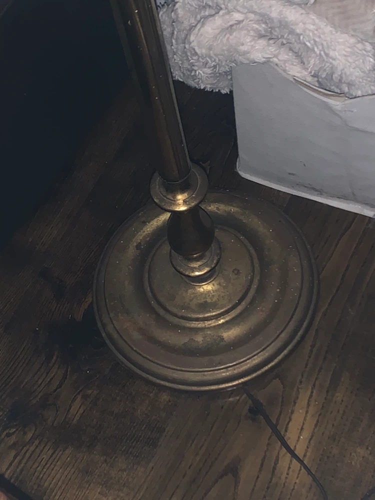 Vintage brass and glass tri-light  Floor Lamp with White Shade - photo 4
