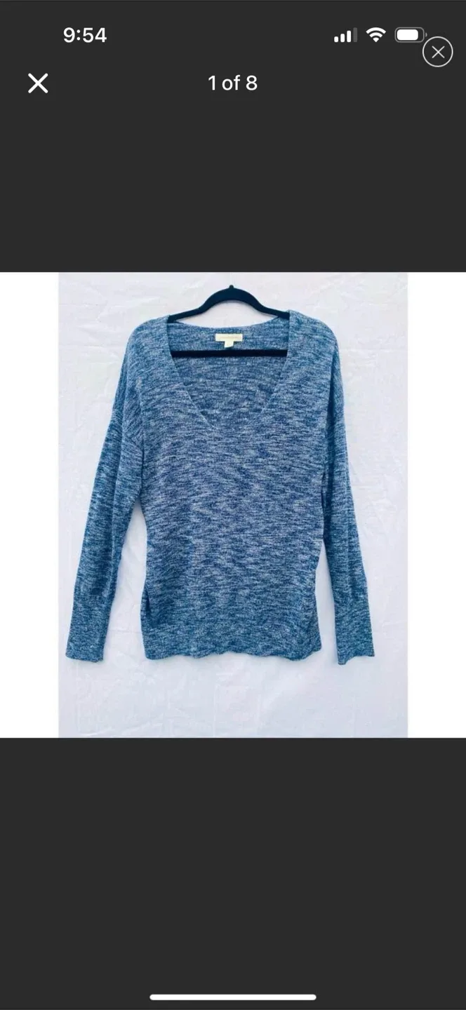 Treasure & Bond Oversized V-neck Blue Sweater New