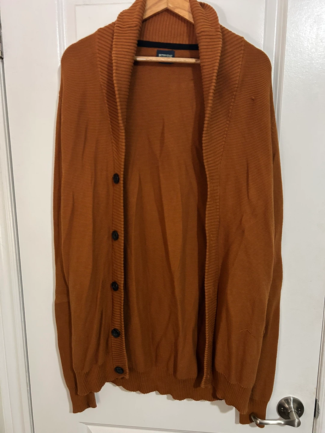 Burnt Orange Shawl Collar Cardigan Sweater