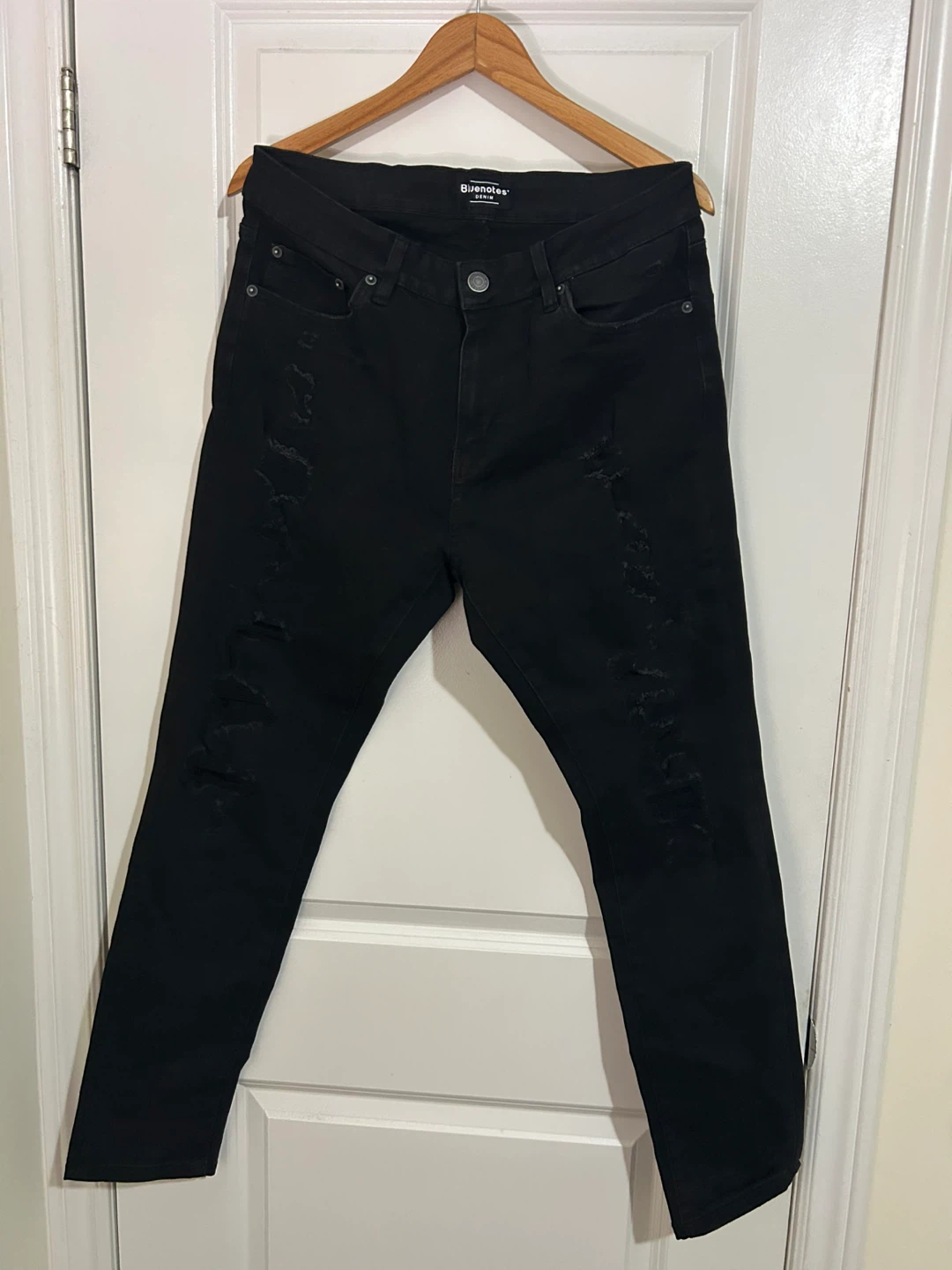 Black Distressed Slim Fit Jeans