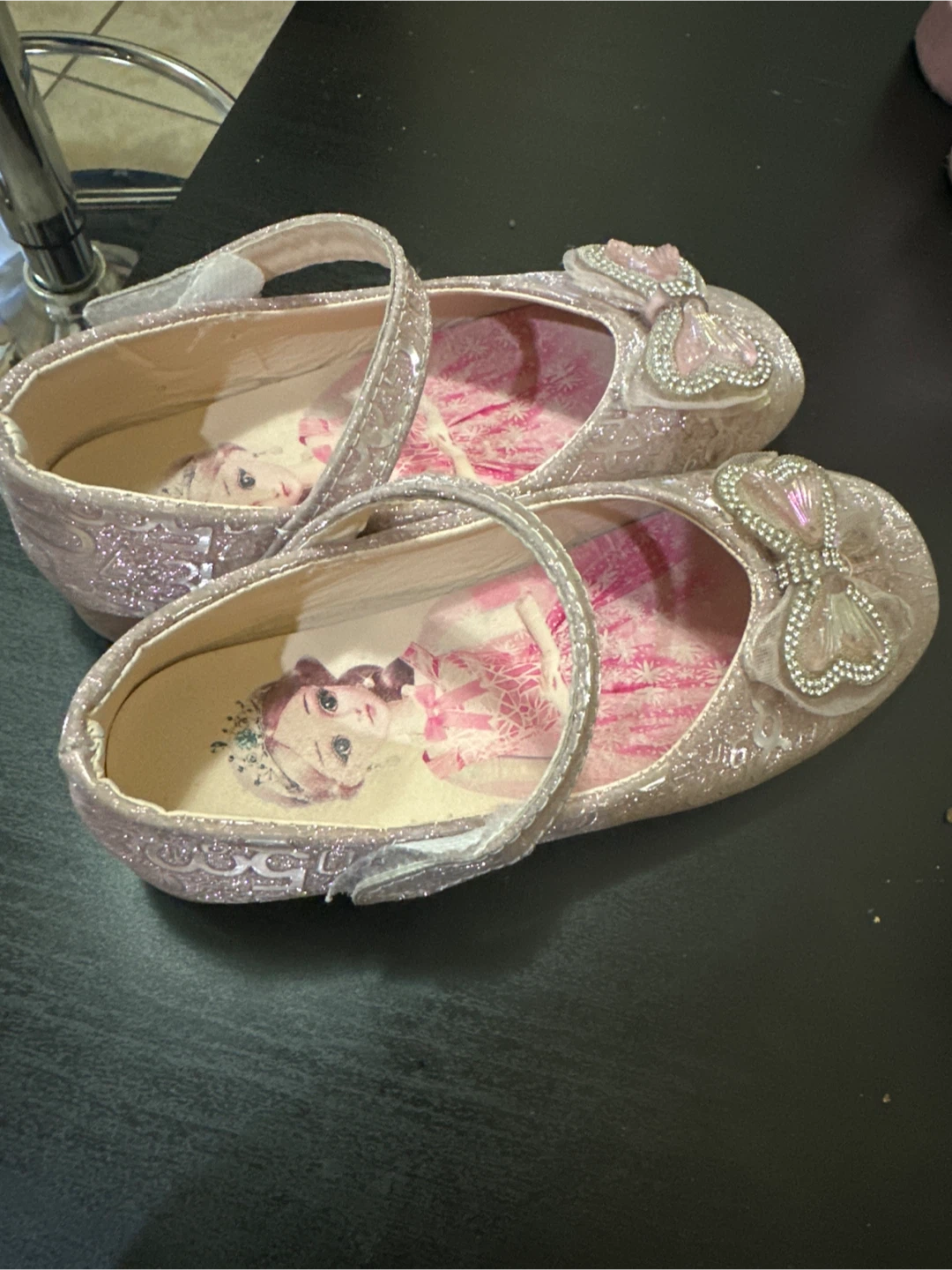 Girls' Glitter Mary Jane Shoes with Bows