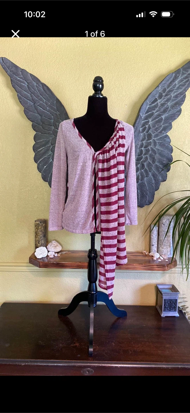 Thin Striped Cardigan with Wrap Front Piece