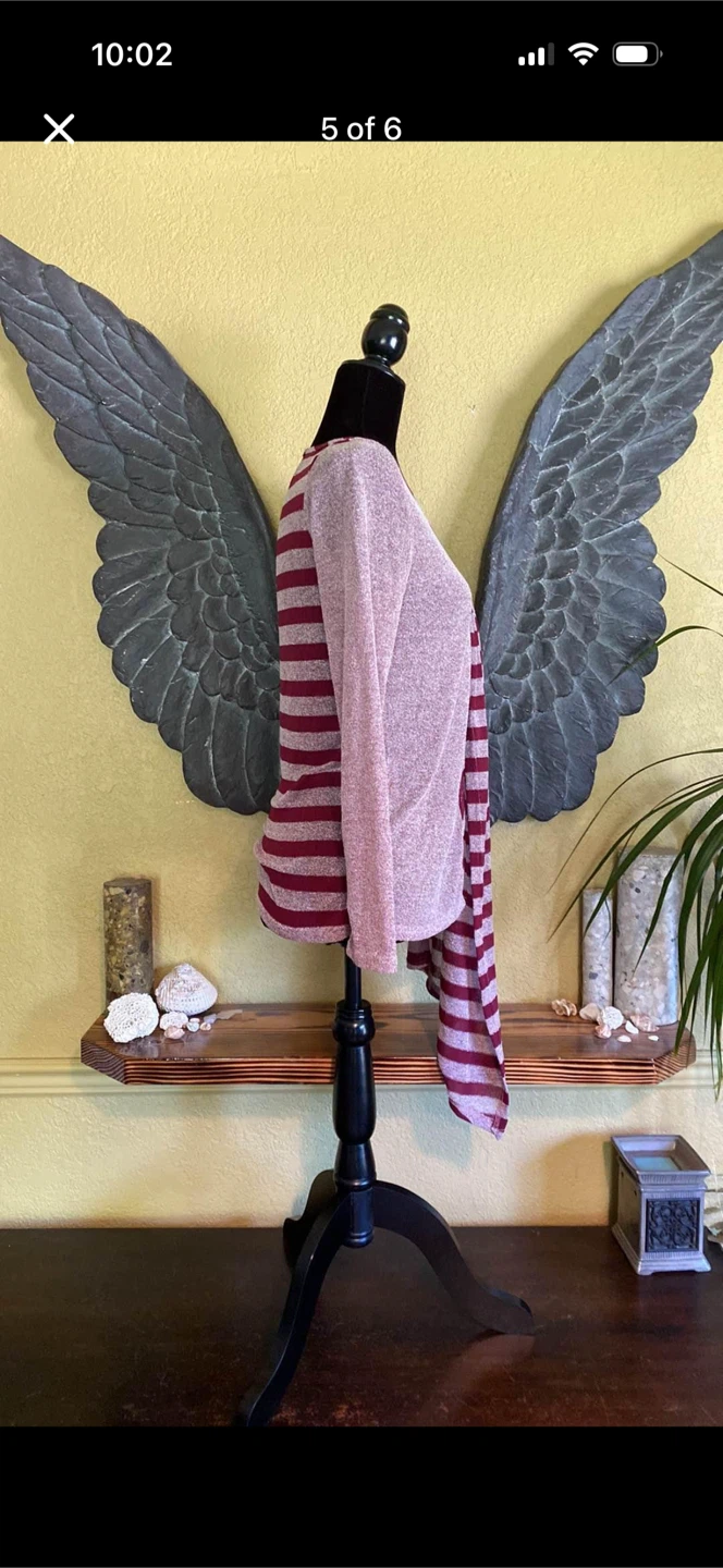Thin Striped Cardigan with Wrap Front Piece - photo 5