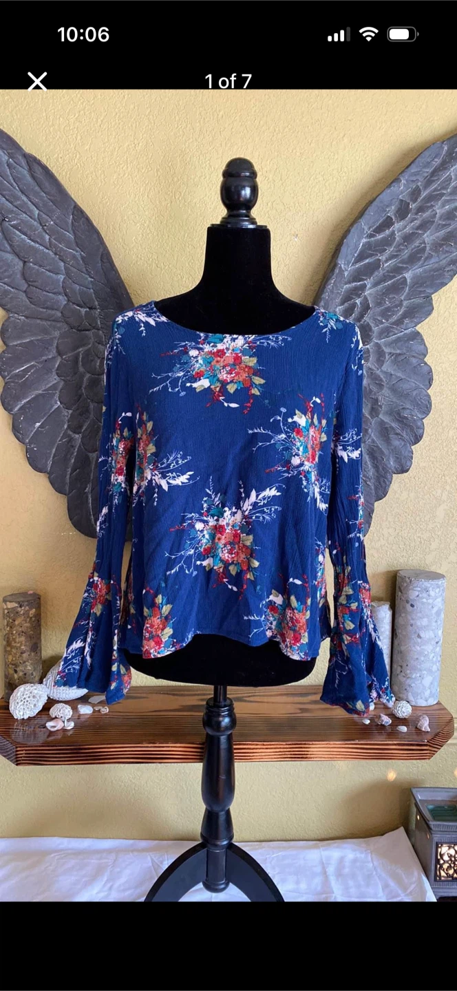Lush Floral Bell Sleeve Shirt Top
