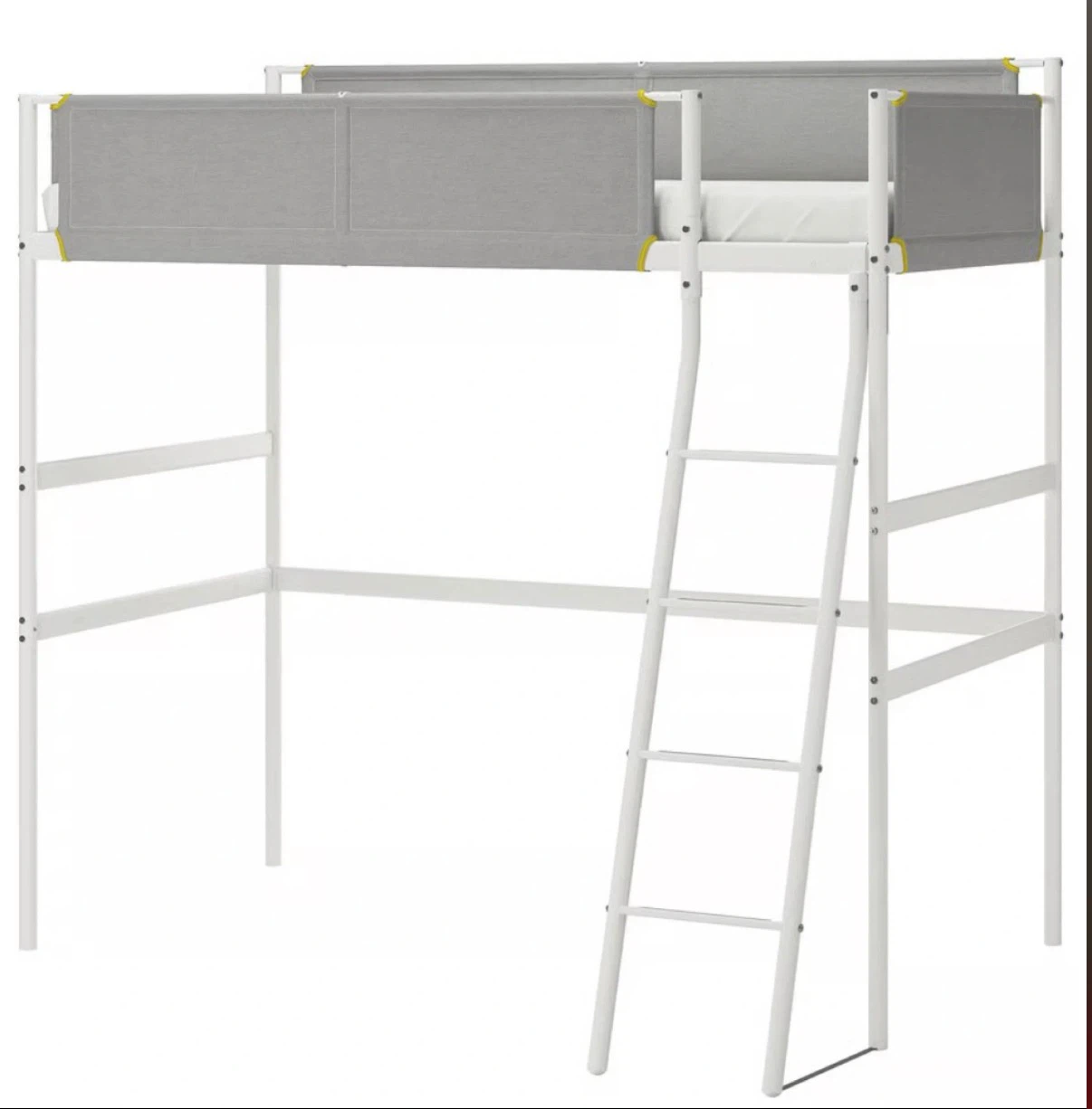 White Loft Bed with Desk and Mattress - photo 3