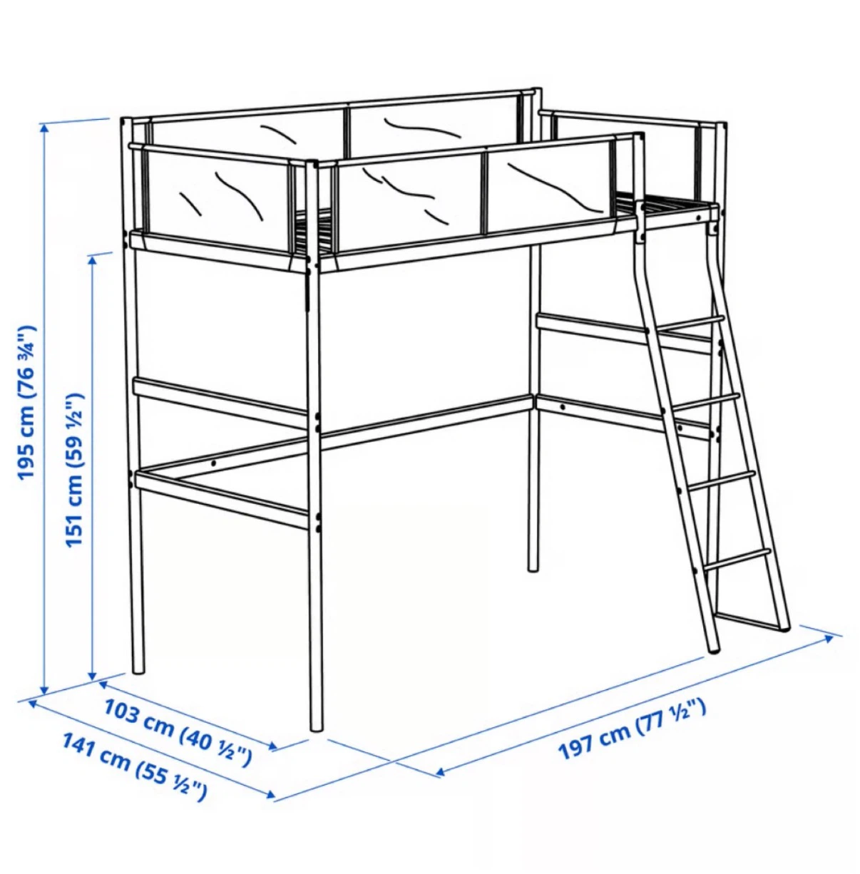 White Loft Bed with Desk and Mattress - photo 4