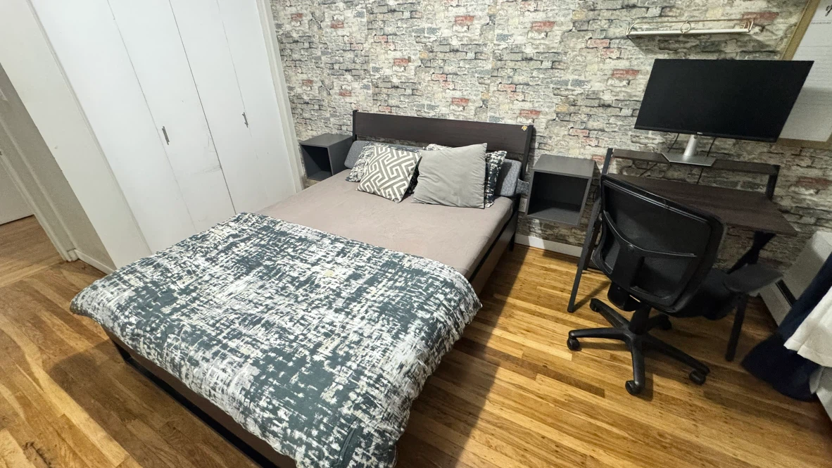 Dark Wood Bed Frame with Headboard