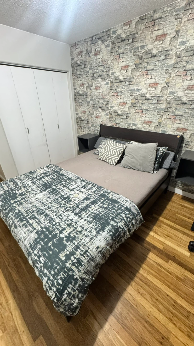 Dark Wood Bed Frame with Headboard - photo 2