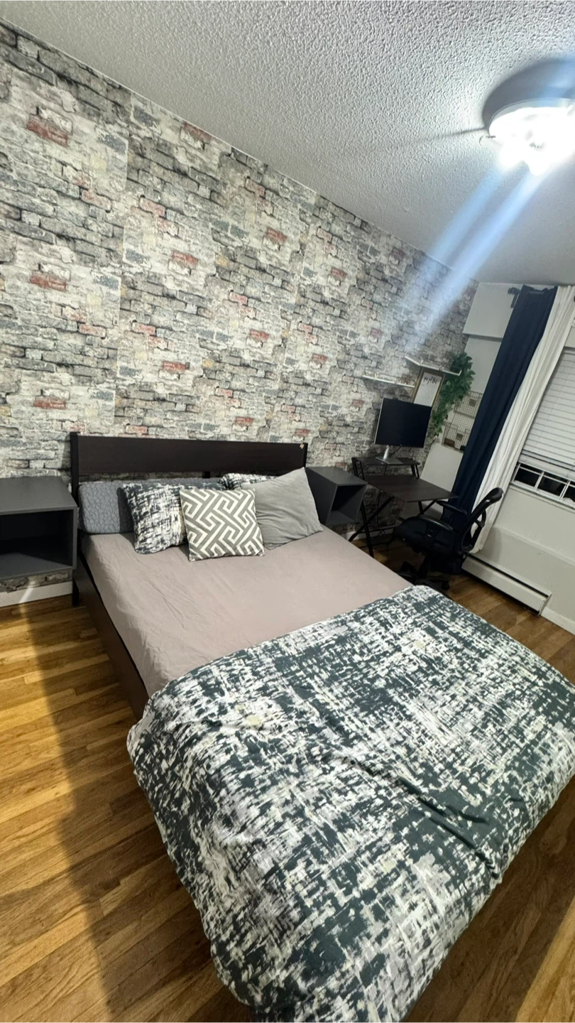 Dark Wood Bed Frame with Headboard - photo 3