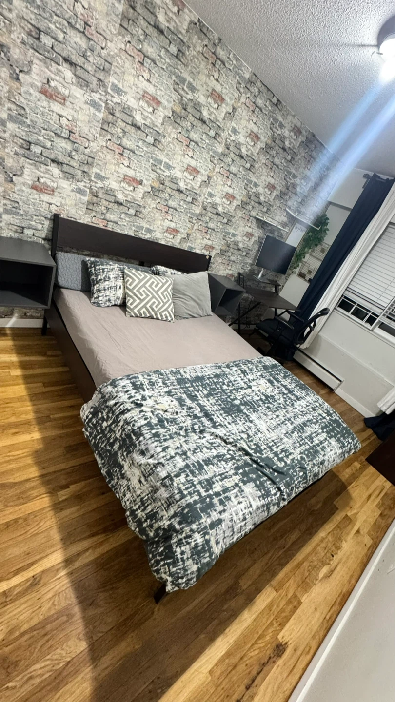 Dark Wood Bed Frame with Headboard - photo 4