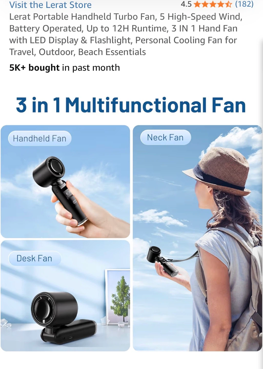 Lerat Portable Handheld Turbo Fan - photo 4