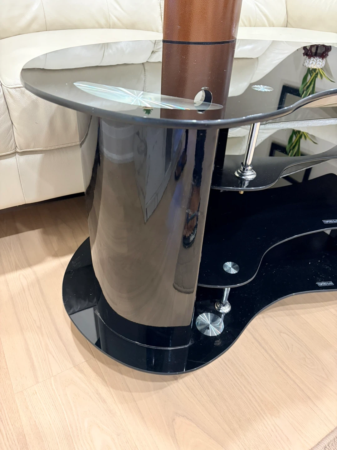 Black Glass TV Stand with Shelves - photo 3