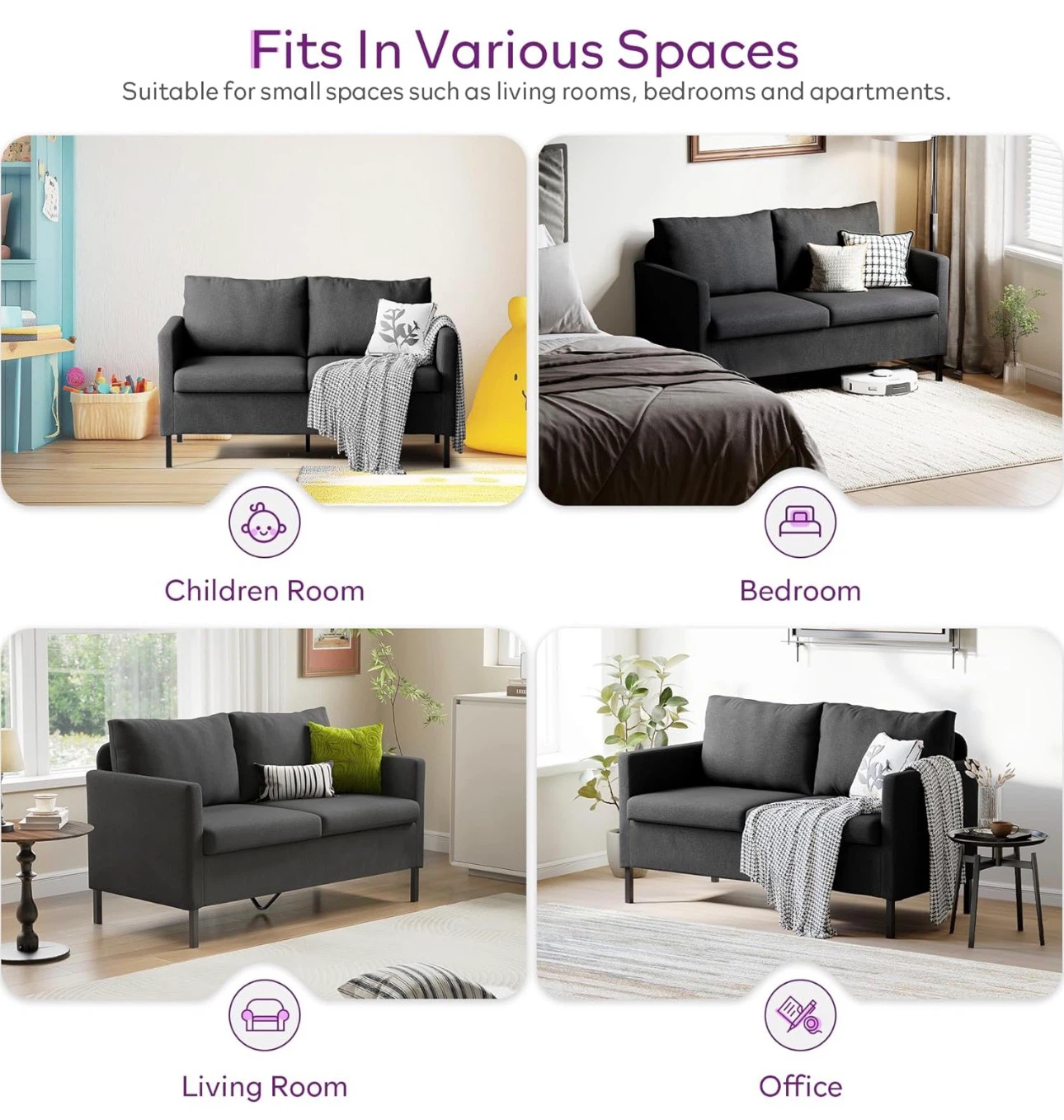 Dark Gray 2-Seater Sofa - photo 3