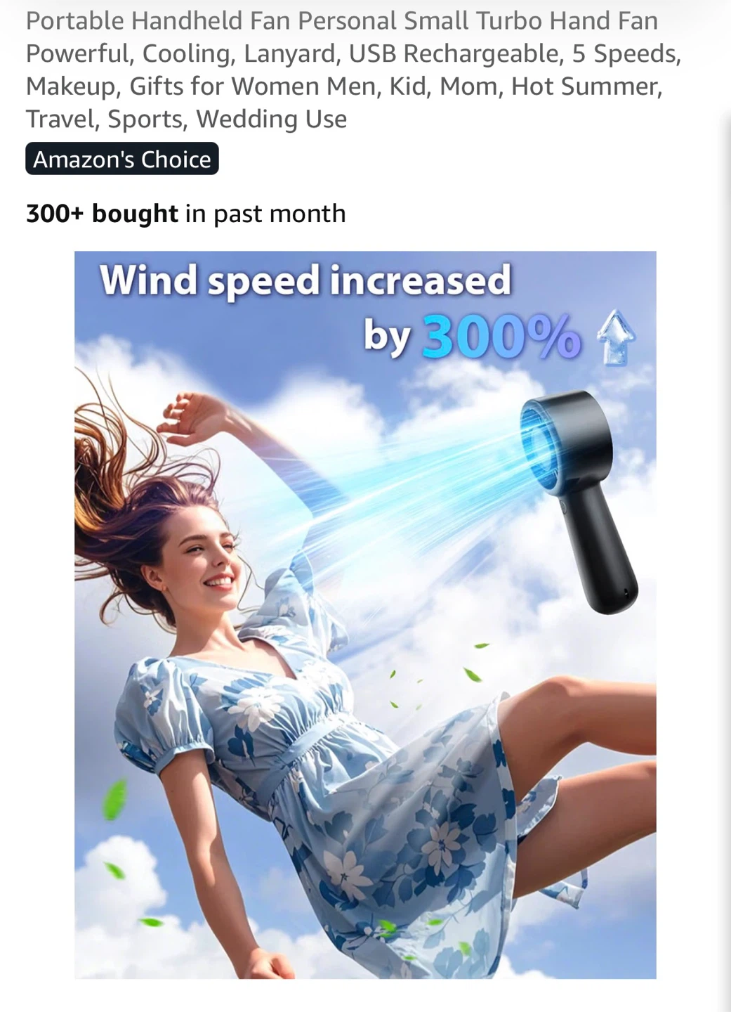 Portable Handheld Fan - USB Rechargeable, 5 Speeds - photo 2