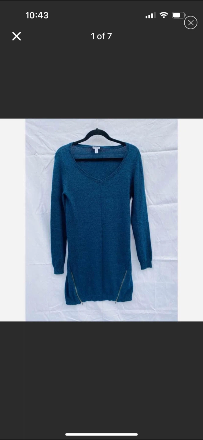 BP Blue Marled V Neck Knit Sweater Dress