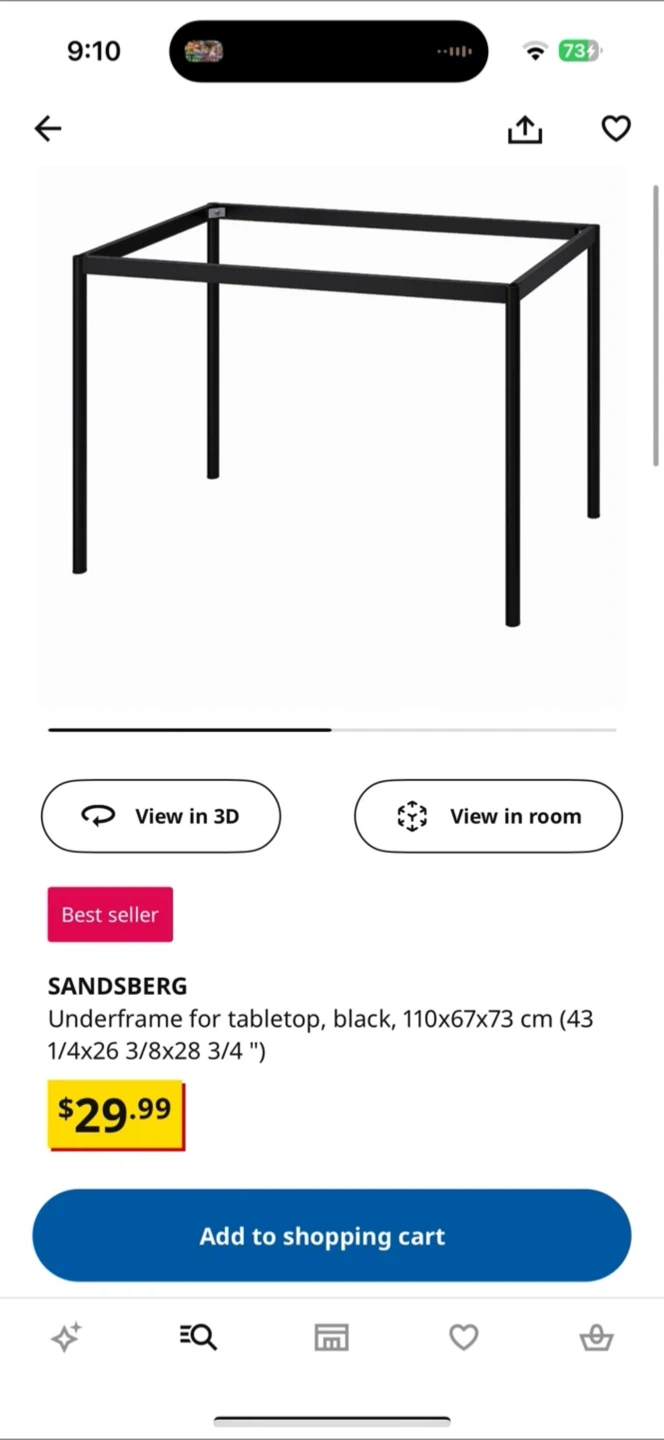 IKEA SANDSBERG Tabletop, Black, 110x67 cm - photo 2
