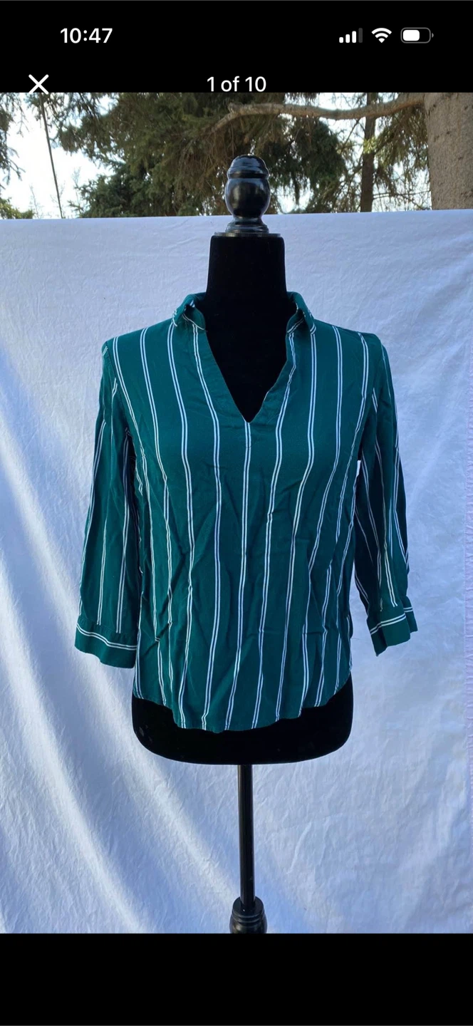 H&M Divided Striped V-neck Blouse Top