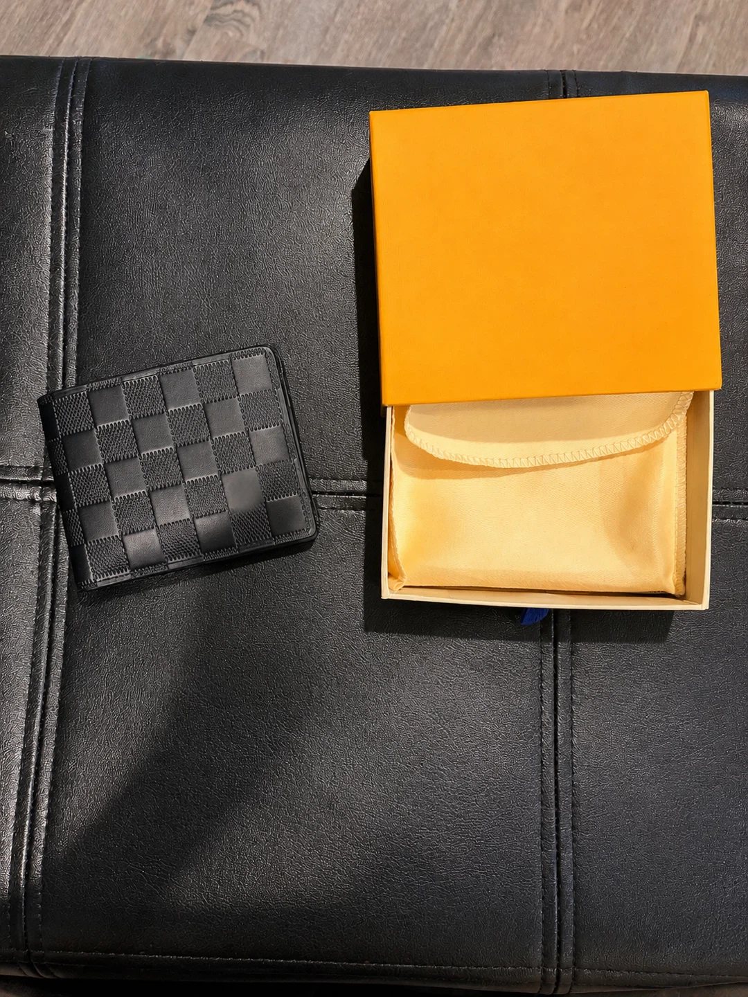 Black Checkerboard Bi-fold Wallet