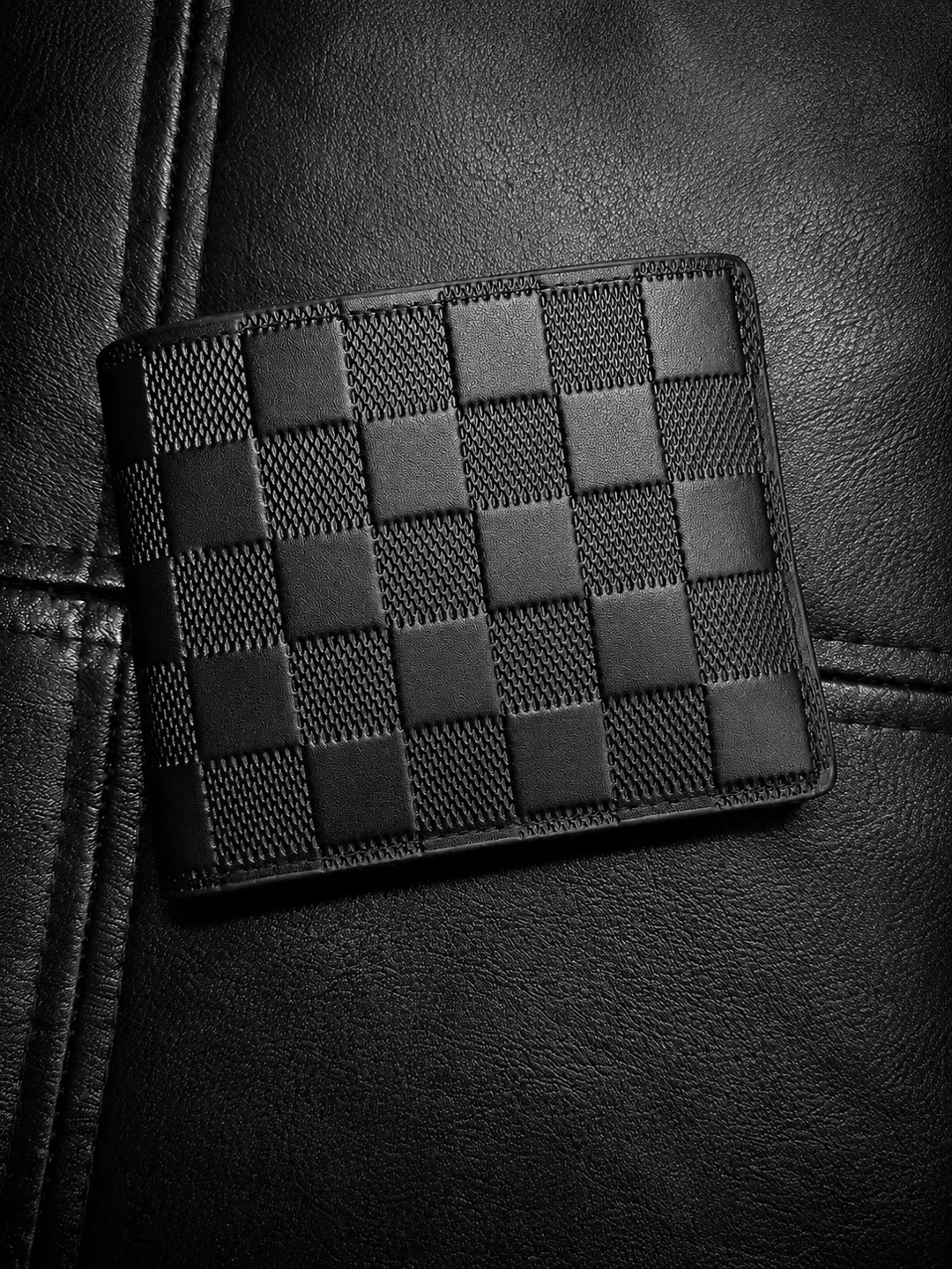 Black Checkerboard Bi-fold Wallet - photo 2