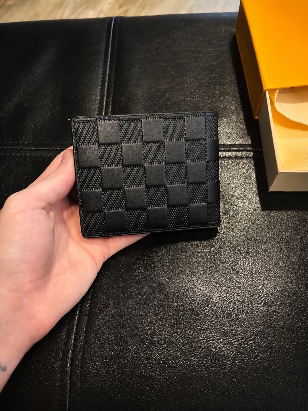 Black Checkerboard Bi-fold Wallet - photo 3